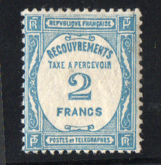 2 Francs bleu , recouvrement, fraîcheur postale TTB