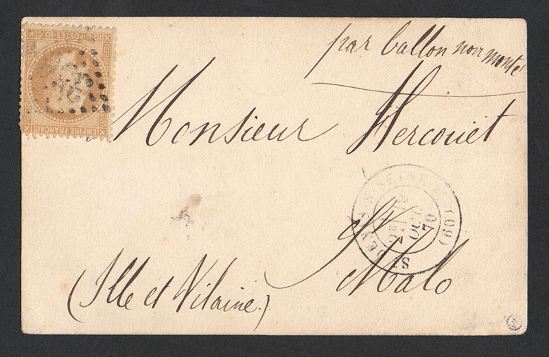 Le Garibaldi carte postale Affr 10 cents Lauré obl 3568 TTB
