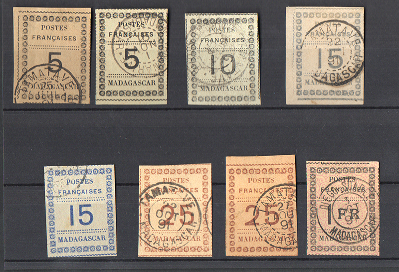 Timbres de l'émission de 1891 du 5cts au 1 franc TTB