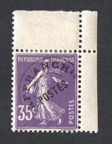 35 centimes violet, fraîcheur postale, TB centrage TTB