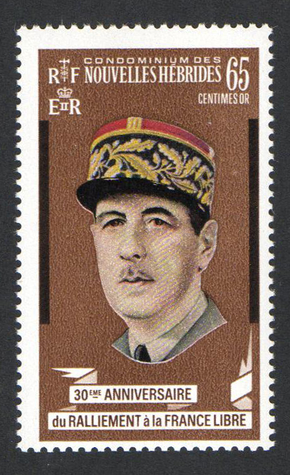 65 cts Général De Gaulle \"memoriam\" sans la surcharge TTB