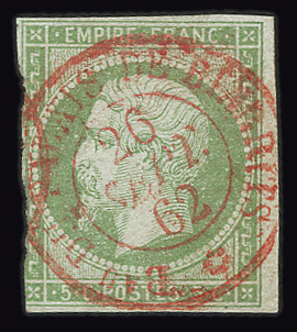 5 centimes Empire  Obltéré Rouge Du Palais de Biarritz B
