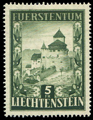 5 francs vert chateau de Vaduz TTB
