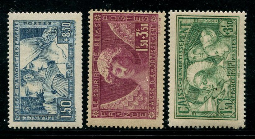 Les 3 timbres caisse d\'amortissement grand format TTB