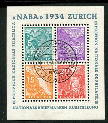 NABA Zurich 1934 exposition de philatelie TTB