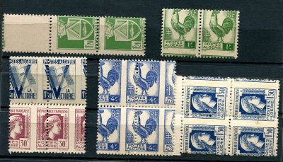 Algérie 16 timbres avec piquage à cheval ** TTB