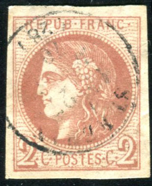 2 centimes Bordeaux  oblitération type 15 de province TTB