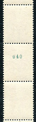 0,25 Coq roulette de 11 timbres avec N° vert TTB