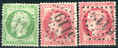 3 timbres oblitérés 5119 burau Français au Caire B/TB