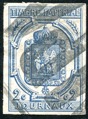 2 centimes bleu timbre Impérial TTB