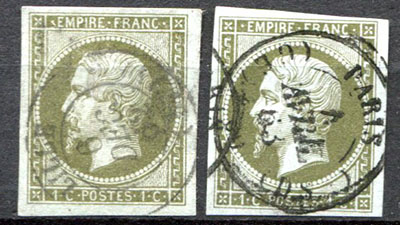 1 centime olive et 1 Bronze Empire Franc TTB