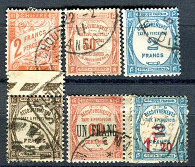 6 timbres taxe oblitérés TTB