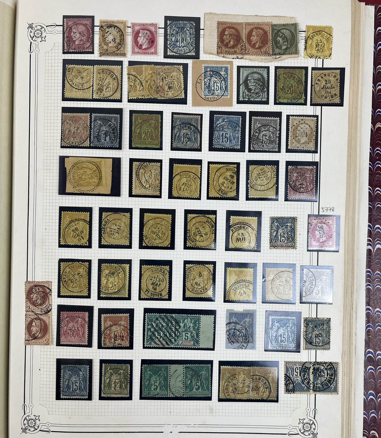 Lot de 60 timbres Empire lauré et Sage oblitérés bureaux Rares