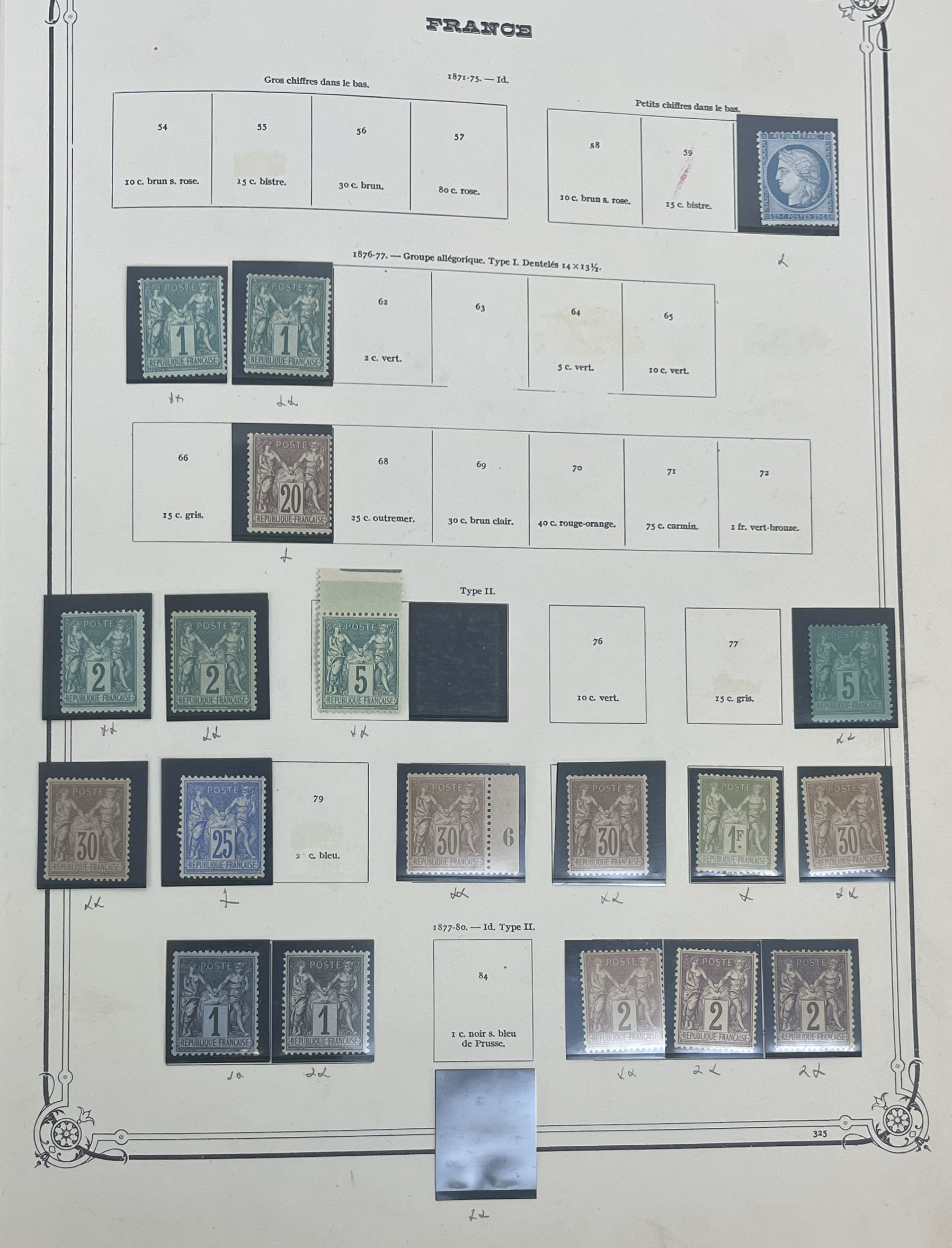 Très bel ensemble de timbres, type Sage, sélectionnés TTB