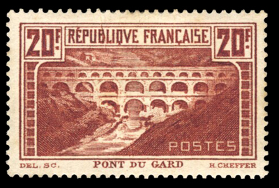 20 francs Pont du Gard Variété de pli accordéon TTB