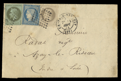 Affranchissement au tarif de 1871 lettre TTB