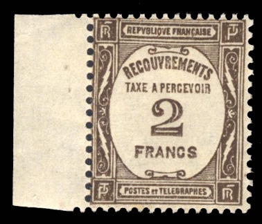 2 francs sépia,bord de feuille fraîcheur postale , TTB