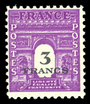3 francs Arc de Triomphe Variété double impression SUP