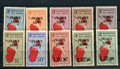 Madagascar poste aérienne Série France Libre 1942 ** TTB