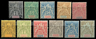 Soudan 11 timbres au type Sage TTB