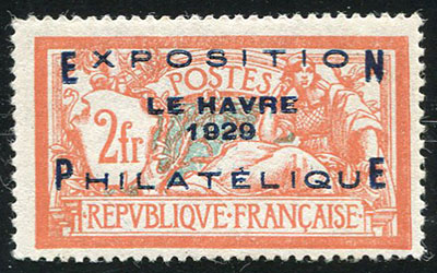 2 francs exposition philatélique du Havre 1929 TB
