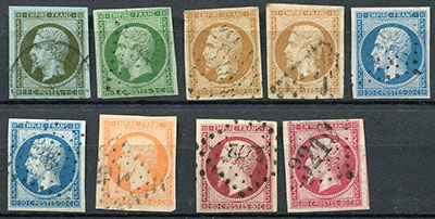 Empire non dentelé 9 timbres oblitérés choisis TTB