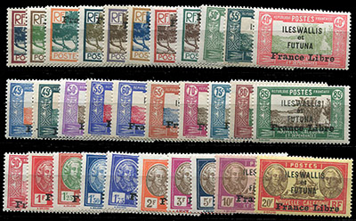 Série Wallis France Libre TTB moins 2 timbres