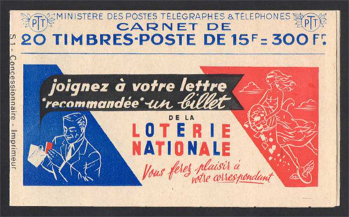 Carnet 15 francs rouge Gandon avec pub fraîcheur postale TTB