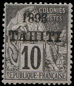 10 centimes Alphéee Dubois surchargé 1893 Tahiti TB