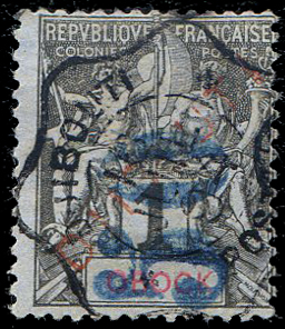 50 sur 1 centime Sage timbre Obock surchagé Djibouti TB