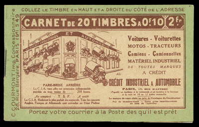 10c Pasteur en carnet de 20 TTB