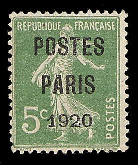 5 centimes semeuse  Poste Paris 1920 TTB