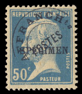 50 cents Pasteur préoblitéré surchargé spécimen TTB
